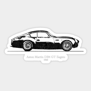 Aston Martin DB4 Gt Zagato 1960 - Black and White Watercolor Sticker